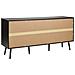 Credenza 3 Ante Nero E Rattan Naturale Opoco - Foto miniatura 6