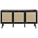 Credenza 3 Ante Nero E Rattan Naturale Opoco - Foto miniatura 7
