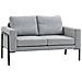 Divano 2 Posti In Tessuto Effetto Lino Con Gambe In Acciaio E Cuscini Imbottiti, 138x70x83.5 Cm, Grigio - Foto miniatura 1