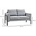 Divano 2 Posti In Tessuto Effetto Lino Con Gambe In Acciaio E Cuscini Imbottiti, 138x70x83.5 Cm, Grigio - Foto miniatura 6