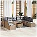 Set di divani da giardino 10 pezzi con cuscini Beige Rattan Acacia - Foto miniatura 2