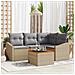 Set Divano da Giardino da 5 Pezzi con Cuscini Beige Rattan Sintetico Acacia - Foto miniatura 2