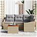 Set Divano da Giardino da 5 Pezzi con Cuscini Beige Rattan Sintetico Acacia - Foto miniatura 3