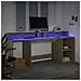 Scrivania con Luci LED Rovere Sonoma 200x55x91cm in Truciolato - Foto miniatura 5