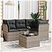 Set Divano da Giardino 5pz con Cuscini Grigio Chiaro Polyrattan - Foto miniatura 2