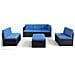 Set 4 Pezzi Salotto Per Esterni Giardino In Polyrattan Anti Uv Con Cuscini Blu - Foto miniatura 6