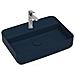Lavabo Rettangolare Da Appoggio Senza Troppo Pieno In Ceramica Con Foro Rubinetto - Blu Opaco - Foto miniatura 1