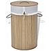 Cesto Biancheria In Bamboo Rotondo Naturale - Foto miniatura 1