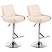 Set 2 Sgabelli Bancone Imbottiti Club in Similpelle - Coppia Sedie Alte Cucina con Schienale e Poggiapiedi, Altezza Regolabile 67-87 cm Crema - Foto miniatura 1