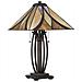 Lampada Da Tavolo A 2 Luci Bronzo, Vetro Tiffany, E27 - Foto miniatura 3