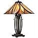 Lampada Da Tavolo A 2 Luci Bronzo, Vetro Tiffany, E27 - Foto miniatura 6