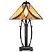 Lampada Da Tavolo A 2 Luci Bronzo, Vetro Tiffany, E27 - Foto miniatura 7