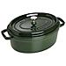 Cocotte 2 Maniglie Ovale con Coperchio 29 cm Verde  - Foto miniatura 1