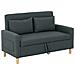 Divano 2 Posti con Spazio Portaoggetti e Cuscini, in Tessuto Effetto Lino e Legno, 135x72x84 cm, Grigio Carbone - Foto miniatura 1
