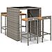 Set Bar Giardino 5pz Grigio Polyrattan E Legno Massello Acacia - Foto miniatura 2