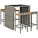 Set Bar Giardino 5pz Grigio Polyrattan E Legno Massello Acacia - Foto miniatura 3