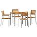 Set da pranzo da giardino  5 pezzi in legno massello di acacia, Tavolo da pranzo all'aperto  90x90x74.5 cm in legno massello di acacia, Sedie da giardino impilabili  4 pz in legno massello di acacia e acciaio - Foto miniatura 1