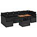 Set Divani Giardino  8 Pezzi con Cuscini Nero Polyrattan Acacia, Divano Giardino  2 Posti con Cuscini Nero Polyrattan - Foto miniatura 1
