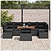 Set Divani Giardino  8 Pezzi con Cuscini Nero Polyrattan Acacia, Divano Giardino  2 Posti con Cuscini Nero Polyrattan - Foto miniatura 3