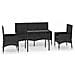 Set Divani da Giardino 4 pz con Cuscini Nero in Polyrattan - Foto miniatura 1