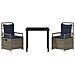 Set da Pranzo per Giardino 3 pcs Grigio polyrattan - Foto miniatura 7