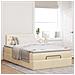 Struttura Letto Pouf con Materasso Crema 120x200 cm in Tessuto - Foto miniatura 3