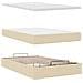 Struttura Letto Pouf con Materasso Crema 120x200 cm in Tessuto - Foto miniatura 8