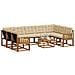 Set di divani da esterno con cuscino 10 pcs Naturale e Beige - Foto miniatura 3