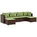 Set Mobili da Giardino 6pz con Cuscini in Polyrattan Marrone - Foto miniatura 1