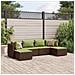 Set Mobili da Giardino 6pz con Cuscini in Polyrattan Marrone - Foto miniatura 2