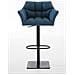 Sgabello Alto Bar Damaso I Sgabello Design Cucina Trapuntato in Tessuto con Braccioli E Schienale Imbottiti l Sedia Sgabello Bar Pub con Poggiapiedi Blu Nero - Foto miniatura 2