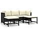 Set Divani Da Giardino 5 Pz Con Cuscini In Polyrattan Nero - Foto miniatura 1