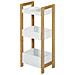 Mobiletto Bagno Multiuso Scaffale A 3 Ripiani Compatto In Legno Mdf E Bambù, Bianco, 27.5x20.8x74cm - Foto miniatura 1