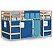 Letto A Soppalco Con Tende Bambini Blu 80x200 Cm Massello Pino - Foto miniatura 3