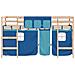 Letto A Soppalco Con Tende Bambini Blu 80x200 Cm Massello Pino - Foto miniatura 5
