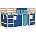Letto A Soppalco Con Tende Bambini Blu 80x200 Cm Massello Pino - Foto miniatura 1