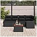 Set Divano da Giardino  in 6 Pezzi con Cuscini in Rattan Polimerico Nero e Acacia, Divano da Giardino  2 Posti con Stoccaggio e Cuscini in Rattan Polimerico Nero - Foto miniatura 3