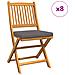 Sedia da giardino pieghevole  con cuscino grigio 8 pezzi in legno massello di acacia - Foto miniatura 1