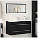 Mobile da Bagno con Specchio Rovere Nero 90x45x1,5 cm Legno Ingegnerizzato - Foto miniatura 2