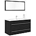 Mobile da Bagno con Specchio Rovere Nero 90x45x1,5 cm Legno Ingegnerizzato - Foto miniatura 3
