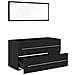 Mobile da Bagno con Specchio Rovere Nero 90x45x1,5 cm Legno Ingegnerizzato - Foto miniatura 5