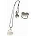 Ciondolo E Anello A Forma Di Cuore In Ottone E Zama Placcati In Argento Sterling. 40 Cm T-14 - Foto miniatura 2