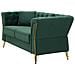 Divano Emy Con Cuscini In Tessuto Verde E Gambe Oro 162x83x76 Cm - Foto miniatura 6
