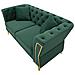 Divano Emy Con Cuscini In Tessuto Verde E Gambe Oro 162x83x76 Cm - Foto miniatura 8