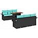Set Divano da Giardino con cuscino 7 pcs Nero e Blu polyrattan - Foto miniatura 1