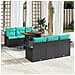 Set Divano da Giardino con cuscino 7 pcs Nero e Blu polyrattan - Foto miniatura 2