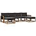 Set di divani da esterno con cuscino 6 pcs Naturale e Nero - Foto miniatura 1