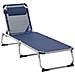 Sdraio Da Giardino Pieghevole Con Poggiatesta Lettino Prendisole Con Schienale Regolabile Blu Scuro - Foto miniatura 1