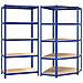 Mensole A 5 Ripiani 2pz Blu In Acciaio E Legno Multistrato - Foto miniatura 2