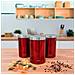 Bb1161 Set Di Portapane + 3 Barattoli Da Cucina Acciaio Inox Design Moderno, Coperchio Rosso / Acciaio Inossidabile - Foto miniatura 6